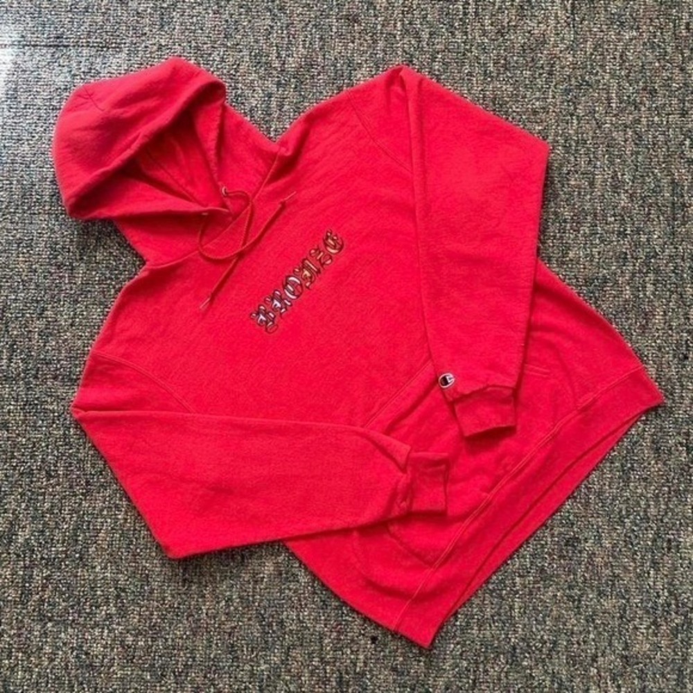 Bronze 56k Champion Hoodie Mens Medium Red Old English Logo Skate Sweatshirt